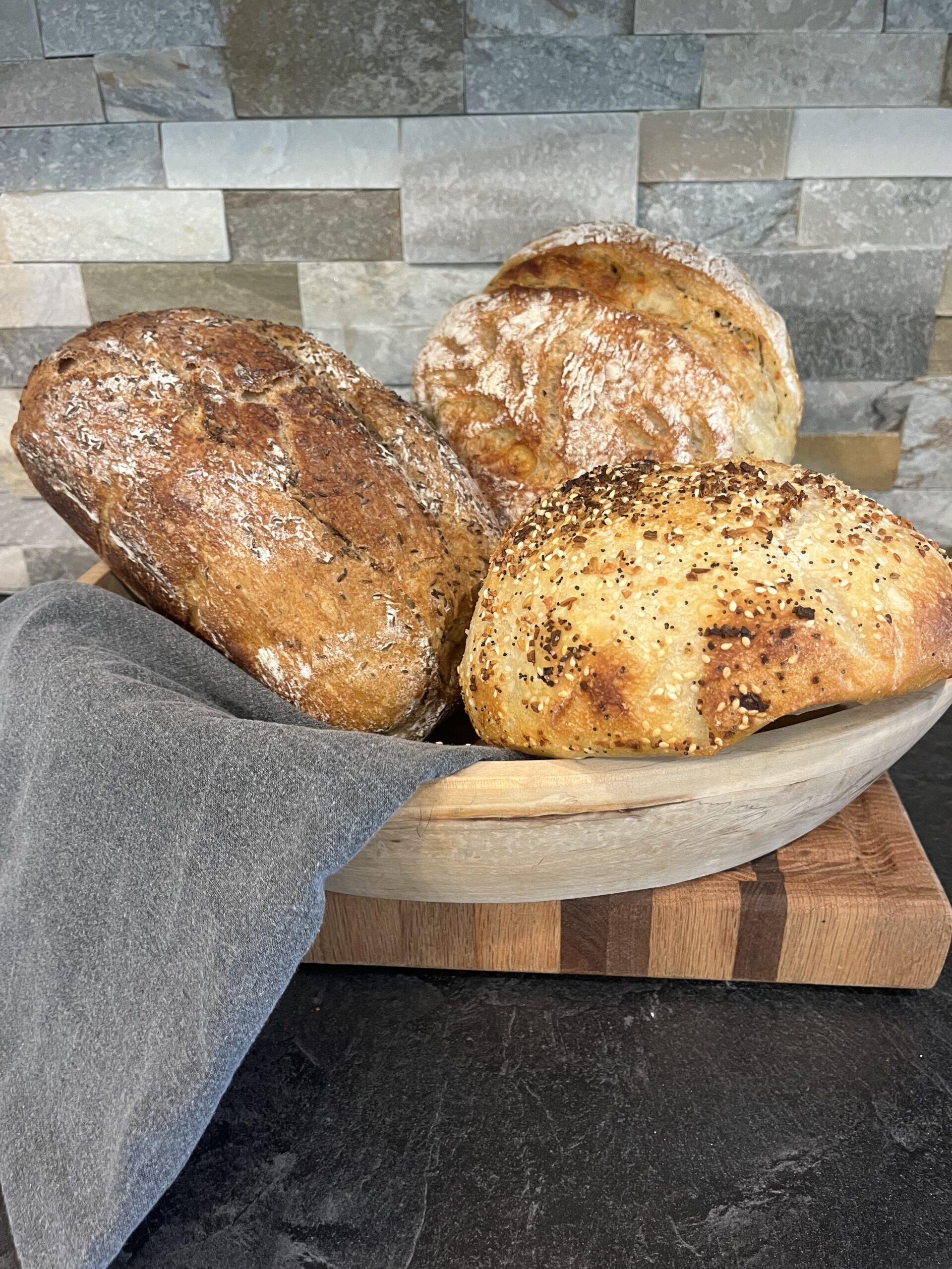 Fresh sourdough loaves